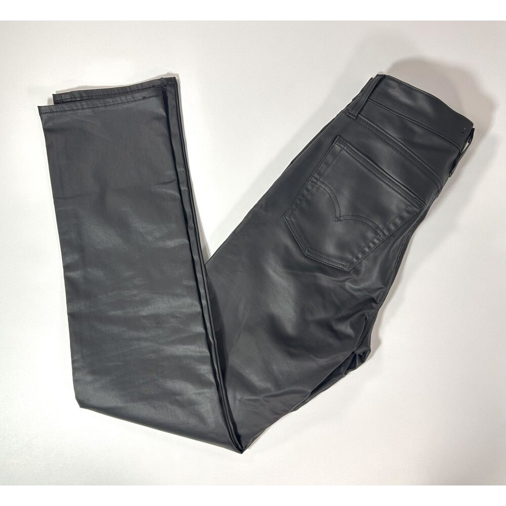 Levi's Sz 27 Women's 724 High-Rise Straight Faux Black Leather Pants